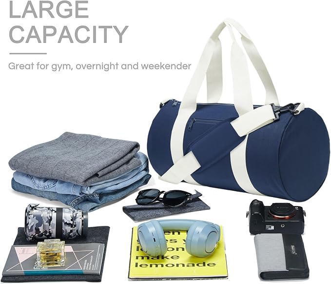 Small Gym Bag Duffel Bag for Women Men Fitness Sports Bag Workout Adjustable Detachable Shoulder Strap Lightweight Carry on Travel Duffle Bag