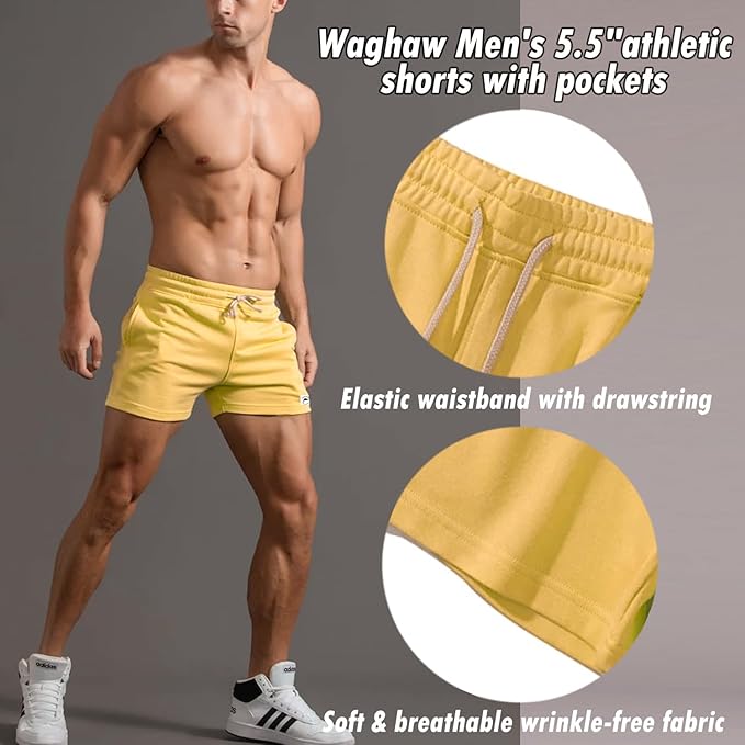 Mens 5 Inch/7 Inch Cotton Shorts Mens Sweat Athletic Shorts for Men Gym Worket Shorts with Pockets