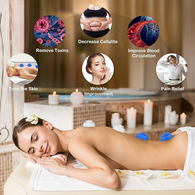 Silicone Cupping Therapy Sets-10pcs Professional Vacuum Cupping for Myofascial Massage/Joint Pain/Anti Cellulite/Deep Muscle Relief & More(10pcs,Blue)
