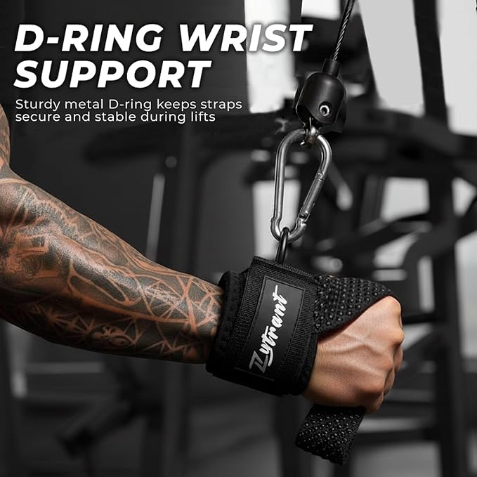 Weight Lifting Straps with Cuffed D Ring,Heavy Duty Thyick Comfortable Lifting Straps, Secure Fit, Enhanced Grip, Straps for Weightlifting & Gym Training