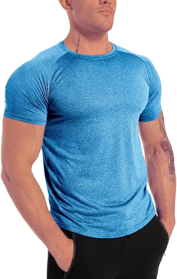 Men's 3pack Dry Fit Workout Gym Short Sleeve T Shirt Moisture Wicking Active Athletic Performance Running Shirts
