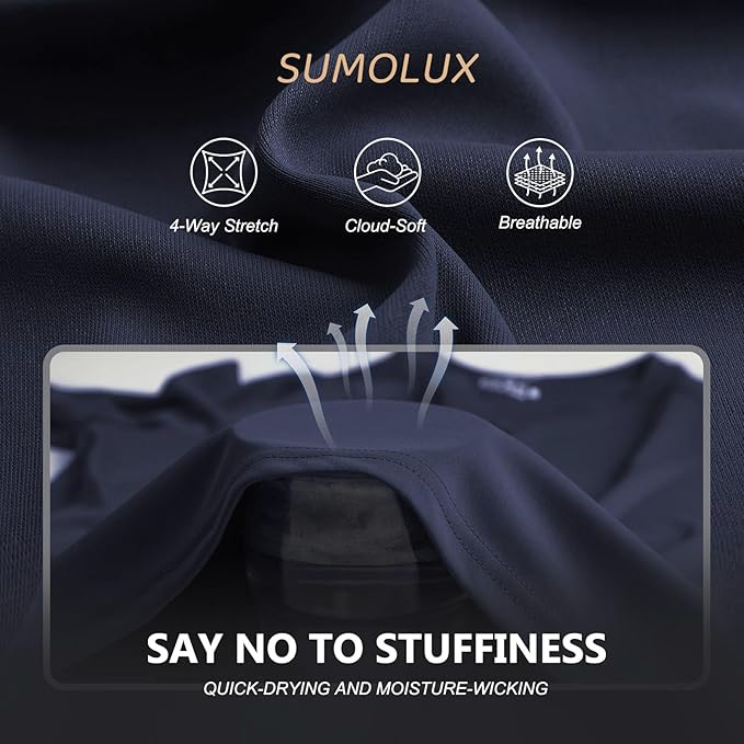 Sumolux 5 Pack Men’s Active Crew Neck T Shirts Quick Dry Athletic Running Gym Workout Short Sleeve Tee Tops Bulk