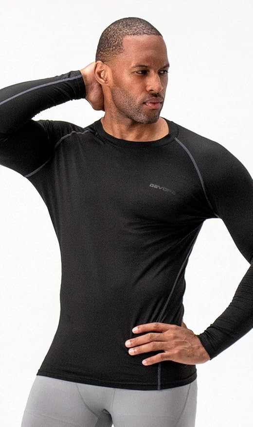DEVOPS 2 Pack Men's Thermal Long Sleeve Compression Shirts