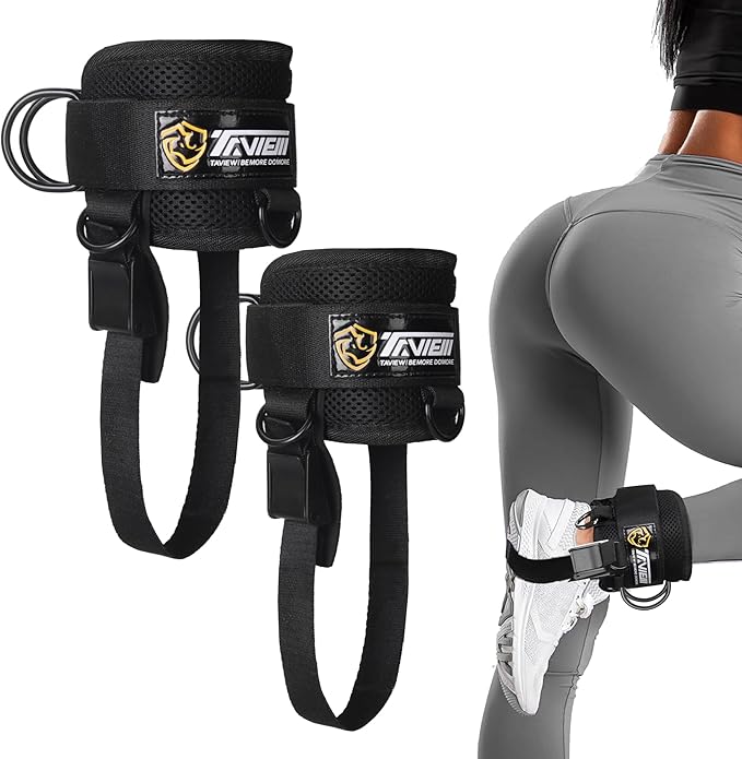 TAVIEW Ankle Straps Cable Machine Attachment for Gym - Cable Kickback Ankle Straps - Padded Ankle Cuffs for Glute Kickbacks and Leg Workouts