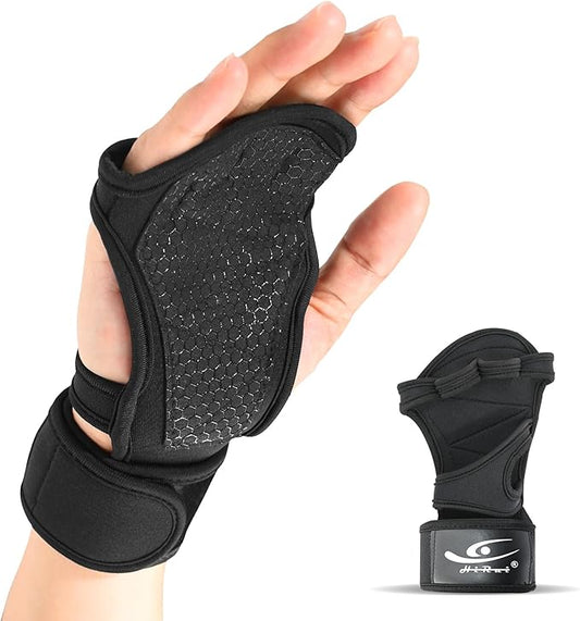 HiRui Ventilated Workout Gloves for Men Women, Built-in Wrist Wraps and Non-Slip Palm Silicone to Avoid Calluses, Exercise Gym Gloves for Training Powerlifting Weightlifting