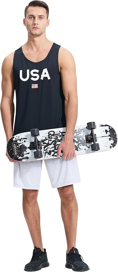 EZRUN Men's Quick Dry Sport Tank Top for Bodybuilding Gym Athletic Jogging Running,Fitness Training Workout Sleeveless Shirts