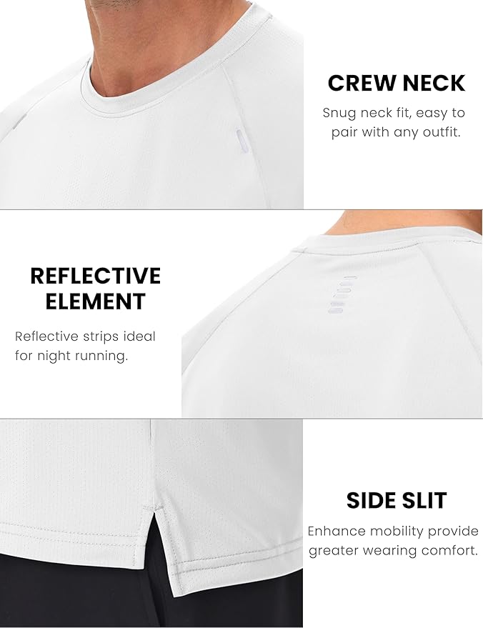 MAGCOMSEN Men's Dry Fit Shirts Mesh Short Sleeve Athletic Lightweight Workout Performance Hiking Shirt