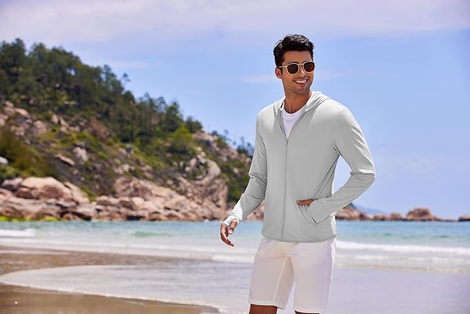 COOFANDY Men Full Zip UPF 50 Sun Protection Hoodie Jacket Long Sleeve Lightweight Breathable UV Shirts with Pockets