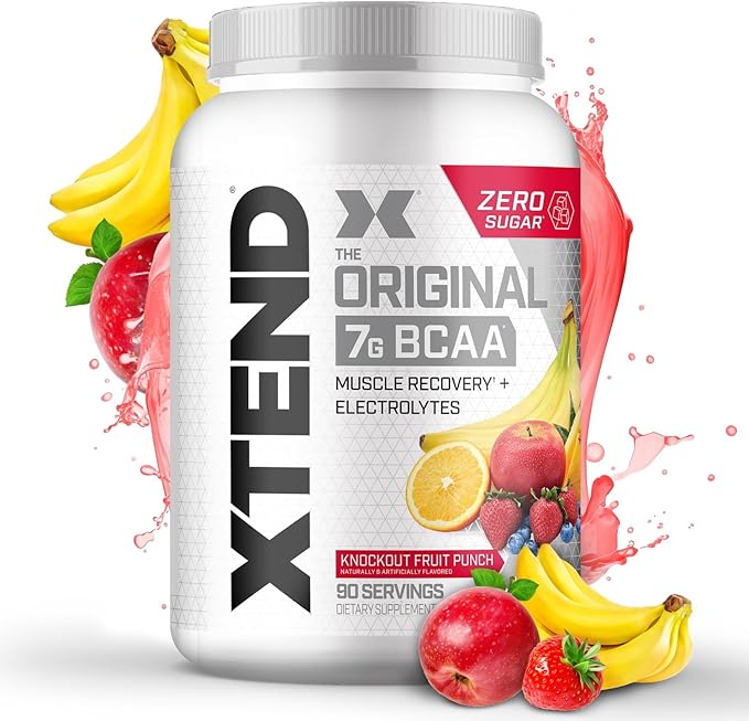 XTEND Original BCAA Powder Knockout Fruit Punch | Sugar Free Post Workout Muscle Recovery Drink with Amino Acids | 7g BCAAs for Men & Women | 90 Servings