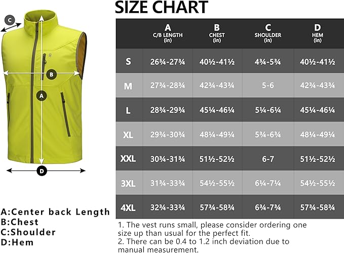 Little Donkey Andy Men's Lightweight Softshell Vest Windproof Sleeveless Jacket for Travel Hiking Running Golf