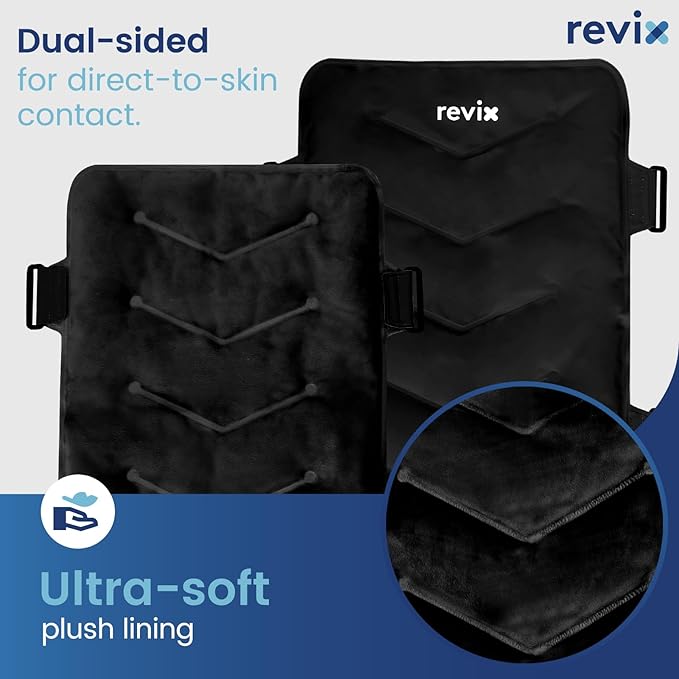 REVIX Extra Large Ice Pack for Back, 13” x 21” Reusable Gel Cold Pack Wrap for Full Back, Hip, and Leg Relief, XXL Cold Compress for Muscle Soreness, Fatigue, and Everyday Recovery, Black