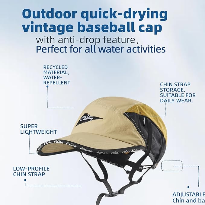 Vintage American-Style Sports Sunscreen Baseball Cap,Outdoor Camping Sunshade Waterproof and Non-Slip Surfing Hat Water Sport