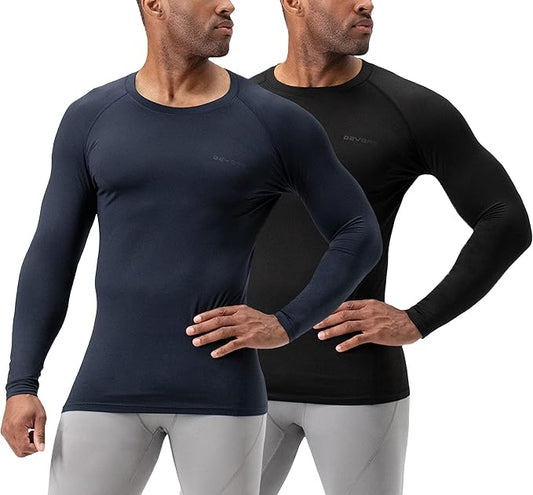 DEVOPS 2 Pack Men's Thermal Long Sleeve Compression Shirts