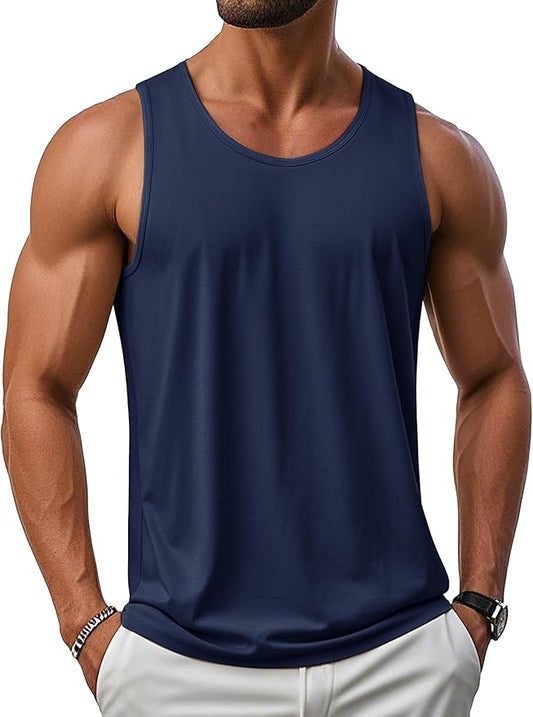 MAGCOMSEN Men's UPF 50+ Tank Top Gym Workout Sleeveless Muscle Shirts Sun Protection Cut Off Shirts Summer Sleeveless T Shirt