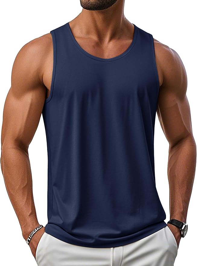 MAGCOMSEN Men's UPF 50+ Tank Top Gym Workout Sleeveless Muscle Shirts Sun Protection Cut Off Shirts Summer Sleeveless T Shirt