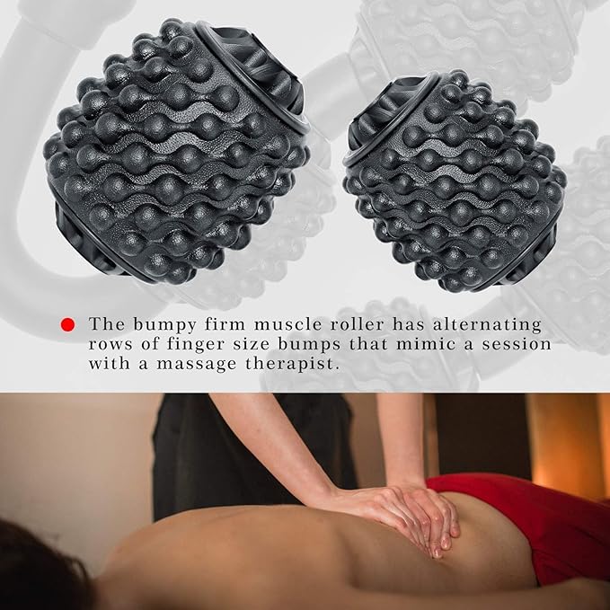Cellulite Massage Tool Muscle Roller - Deep Fascia Massager & Dimpled Skin Remover for Legs, Thighs & Buttocks - Anti-Cellulite Roller, Smooth Skin, Pain Reliefs （Orange Gray -4wheel）