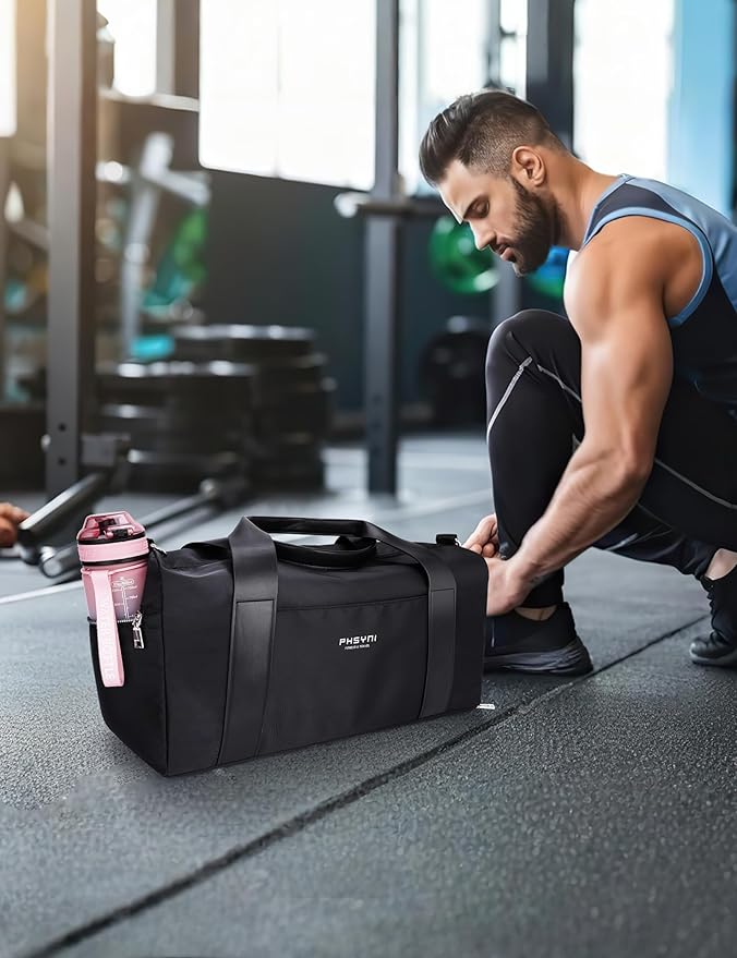 Gym Bag for Women with Shoe Compartment & Wet Pocket - Duffle Bag for Travel Sports Fitness Workout Athletic, 19“-Medium, Black