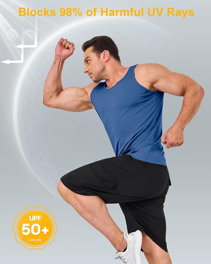 Boladeci Men's Tank Top Workout Athletic Quick Dry UPF 50+ Sun Protection Lightweight Summer Beach Gym Sleeveless Shirts