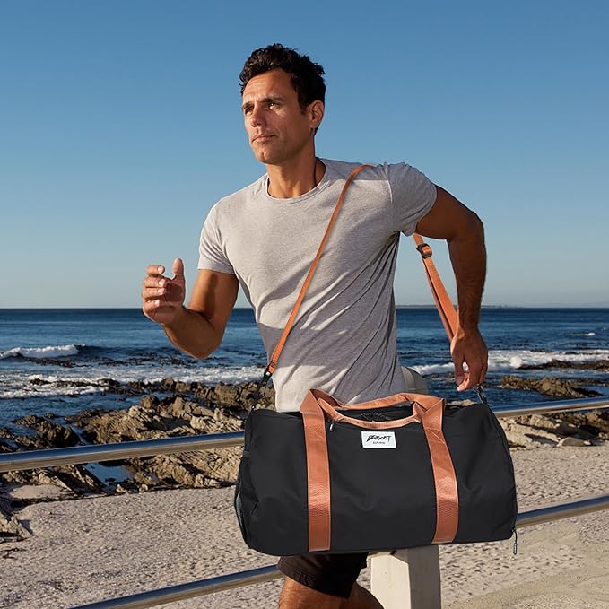 BE SMART Waterproof Mens Gym Bag with Shoe Compartment, Duffle Bags with Wet Pocket for Men, Lightweight Large Sport Duffel Option With Tpu Pocket for Overnight Weekender, Fitness, Swim, Boxing,Travel