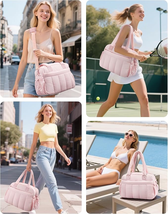 oscaurt Gym Bag for Women Lightweight Duffle Bag for Travel with Toiletry Pouch Water Resistant Carry On Weekender Overnight Duffel