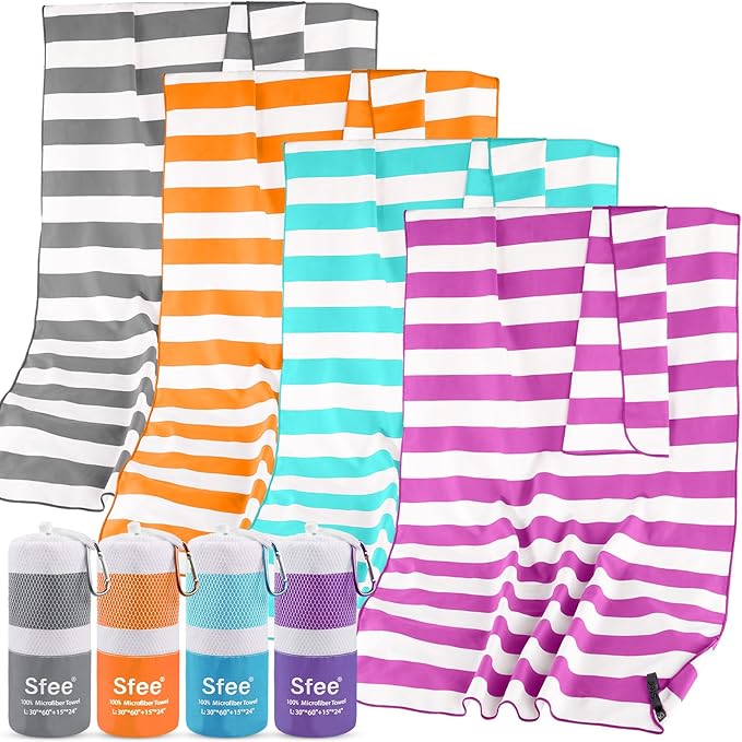 Sfee 2 in 1 Microfiber Oversized Beach Towel, Quick Dry Travel Towel Camping Towel Super Absorbent Compact Lightweight Sports Gym Towel for Beach,Gym, Hiking, Pool, Backpacking, Bath, Yoga