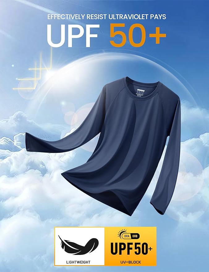 MAGCOMSEN Men's Long Sleeve Shirts UPF 50+ UV Sun Protection Athletic Shirts for Hiking Running Workout Rash Guard