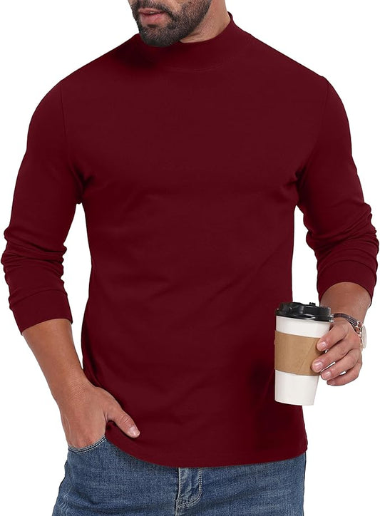 Sailwind Men's Mock Turtleneck Long Sleeve Shirt Cotton Basic Thermal Undershirt Lightweight Pullover