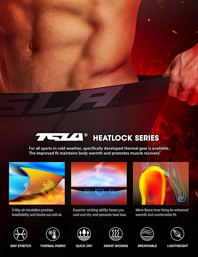TSLA Men's Thermal Compression Pants, Athletic Sports Leggings & Running Tights, Wintergear Base Layer Bottoms