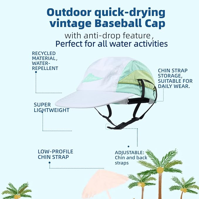 Vintage American-Style Sports Sunscreen Baseball Cap,Outdoor Camping Sunshade Waterproof and Non-Slip Surfing Hat Water Sport