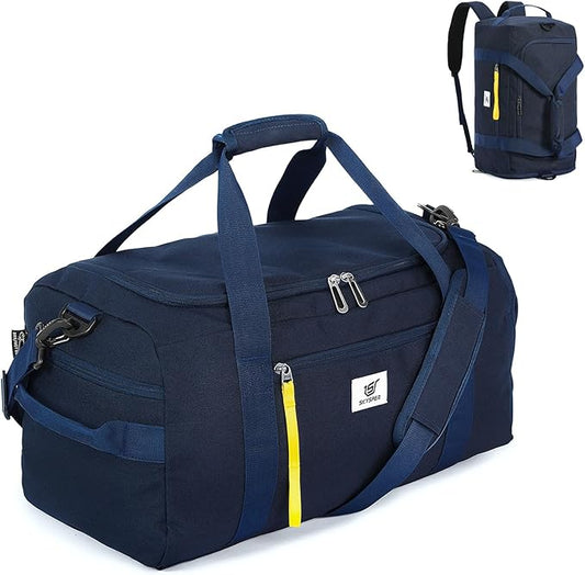 SKYSPER Gym Bag Men Women - 40L Sports Bag Duffle Backpack with Shoe Compartment Wet Pocket for Fitness,Sport,Travel & Workout(Navyblue)