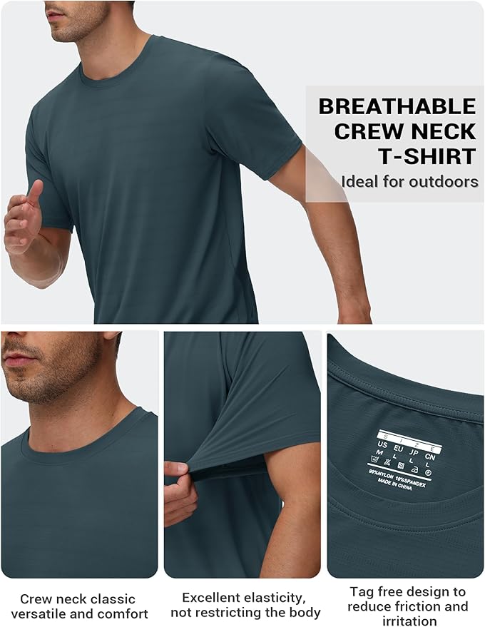 TACVASEN Men's Lightweight Athletic T-Shirts Quick Dry Workout Gym Tops Short Sleeve Running Tee Shirt Performance Activewear