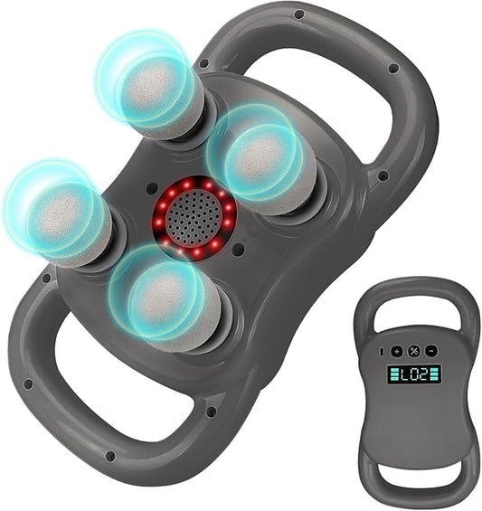 DEITY Massage Gun Deep Tissue, 4-Heads Handheld Electric Body Massager, Percussion Massager for Pain Relief in Back, Leg, Neck, Shoulder and Body, Relax Perfect Gifts for Man Women, Grey