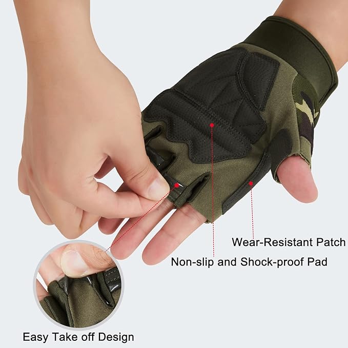 FIORETTO Fingerless Gloves for Airsoft Shooting Half Finger Hunting Hiking Cycling Driving Motorcycle Climbing Work Gloves M210603