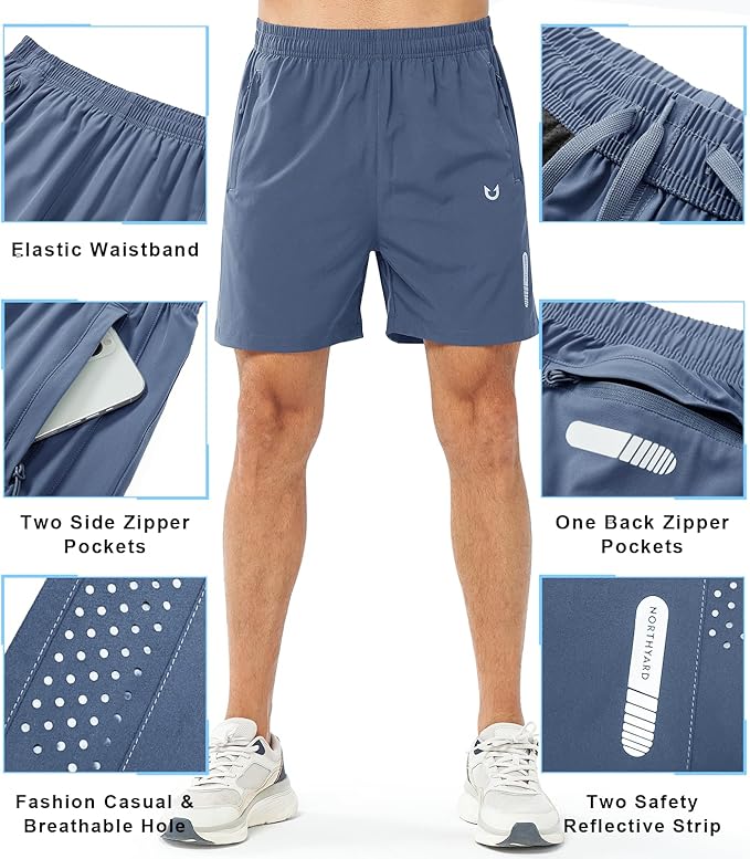 NORTHYARD Men's Athletic Running Shorts Quick Dry Workout Shorts 7"/ 5"/ 9" Lightweight Sports Gym Basketball Tennis Hiking
