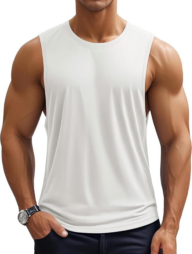 MAGCOMSEN Mens Workout Tank Tops Undershirt Cotton Muscle Athletic Sleeveless Shirts for Gym