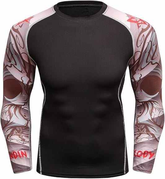 Men's Soft Slim Long Sleeve Dry-Fit Compression Gym Trainning Shirt