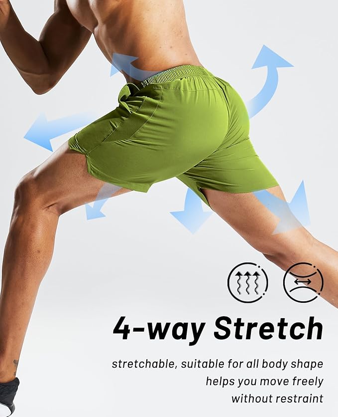 MIER Men's Workout Running Shorts Quick Dry Active 5 Inches Shorts with Pockets, Lightweight, Breathable