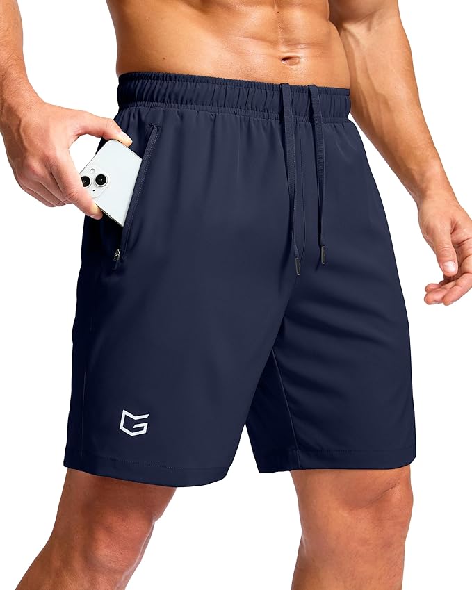 G Gradual Men's Athletic Running Shorts with Zipper Pockets Quick Dry 7"/ 5"/ 9" Workout Gym Shorts for Basketball Hiking