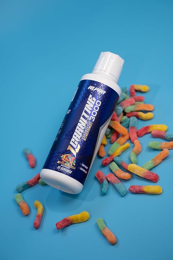 Alpha Supps L Carnitine Liquid 3000 | Stimulant-Free L-Carnitine Supplement for Men & Women | Pre-Workout Energy Boost & Muscle Recovery | Zero Sugar, Fat, & Carbs | 31 Servings (Sour Gummy Worms)