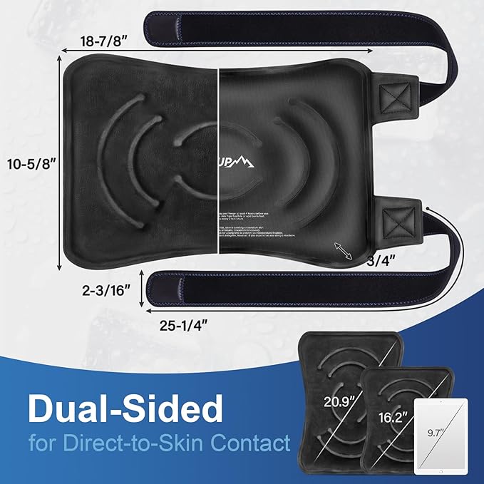 APEXUP Ice Pack for Knee Pain Relief, Large Reusable Wrap After Surgery, Flexible Gel Cold Pack for Injuries, Pain Relief for Back, Shoulder, Elbow, Ankle and Leg (Black, XXL, 1PK)