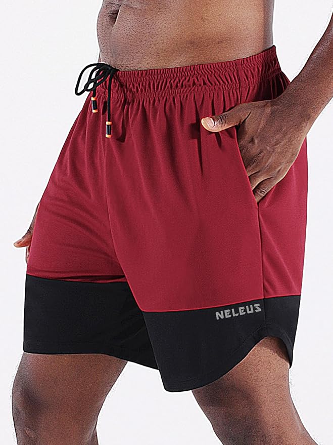 NELEUS Men's 2 in 1 Running Shorts with Liner,Dry Fit Workout Shorts with Pockets