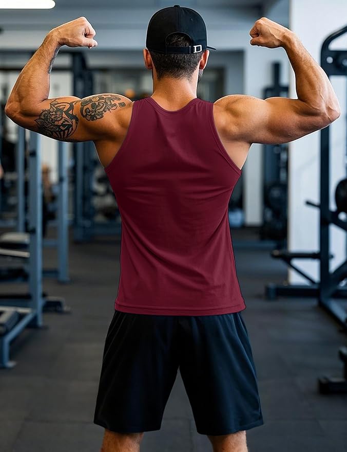 MAGCOMSEN Mens Workout Tank Tops Undershirt Cotton Muscle Athletic Sleeveless Shirts for Gym