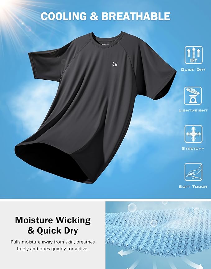 G Gradual Men's Workout Athletic T-Shirts Moisture Wicking Cooling Running Shirts Short Sleeve Performance Tee for Gym Tennis