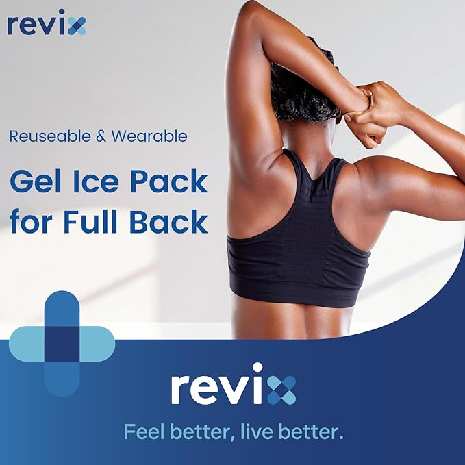 REVIX XXL Full Back Ice Pack Wrap, Reusable Gel Cold Compress for Upper and Lower Back, Long-Lasting Flexible Ice Pack for Muscle Fatigue, Soreness, and Post-Workout Recovery