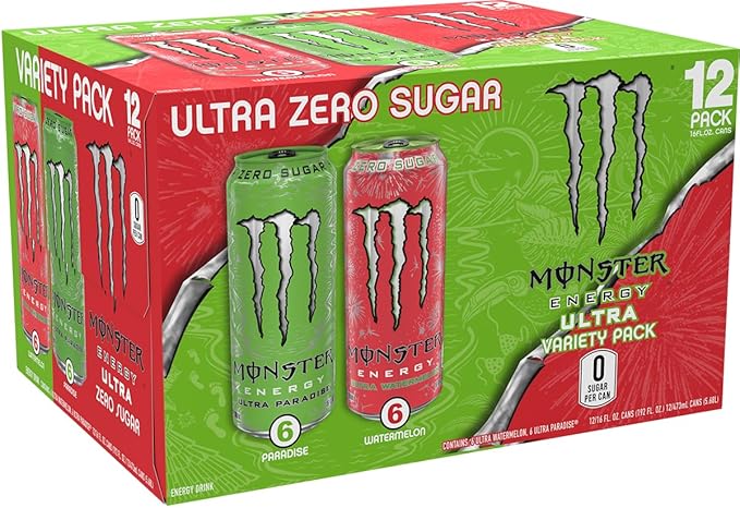 Monster Energy Drink Ultra Paradise and Ultra Watermelon, Variety Pack, 12 Pack - 12 pack, 16 fl oz cans