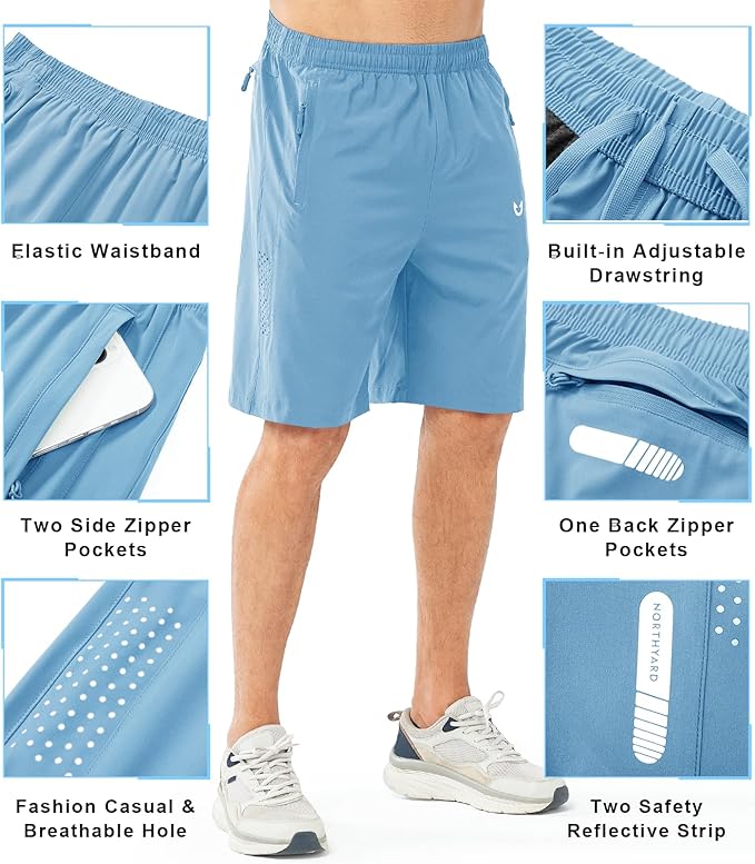 NORTHYARD Men's Athletic Running Shorts Quick Dry Workout Shorts 7"/ 5"/ 9" Lightweight Sports Gym Basketball Tennis Hiking