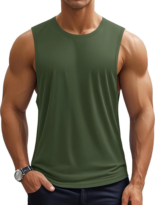 MAGCOMSEN Men's UPF 50+ Tank Top Quick Dry Summer Workout Muscle Sleeveless Shirts for Swim Beach Bodybuilding