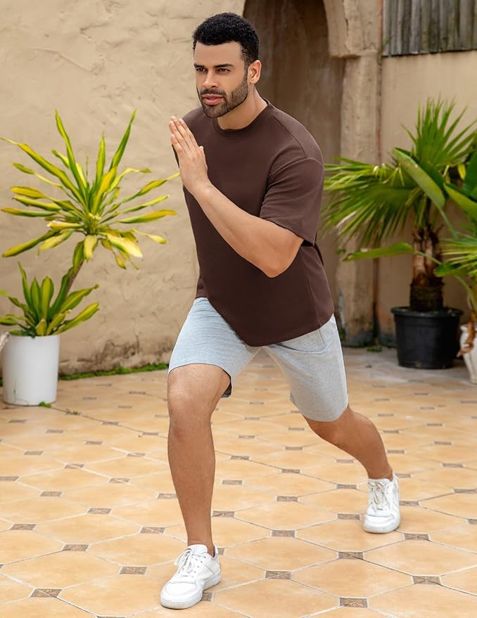 Mens Oversize Short Sleeve T-Shirts Loose Fit Solid Color Lightweight Tee Shirt Athletic Dry Fit Top