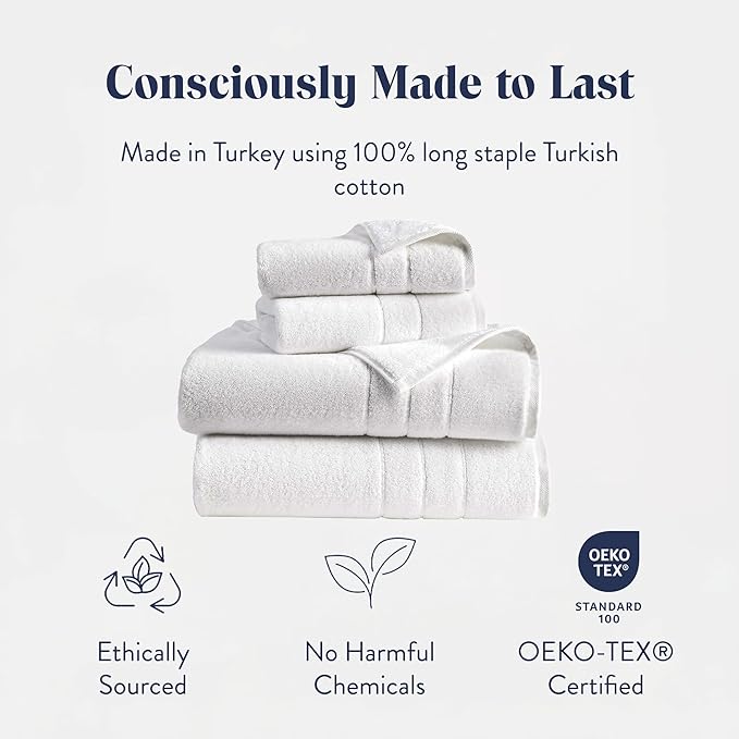 Brooklinen Super-Plush Turkish Cotton Bath Sheets Set of 2 Cotton, 820 GSM, Highly Absorbent, Machine Washable, Perfect for Home & Bathroom (40" x 65", White)