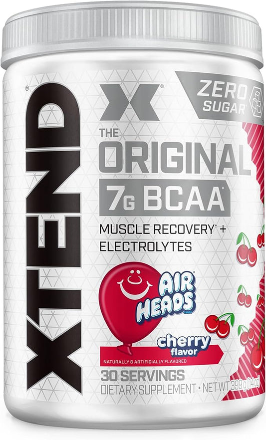 Xtend Original BCAA Powder Airheads Candy Flavor, 7g BCAA and 2.5g L-Glutamine, Sugar Free Post Workout Muscle Recovery Drink with Amino Acids for Men & Women, 30 Servings